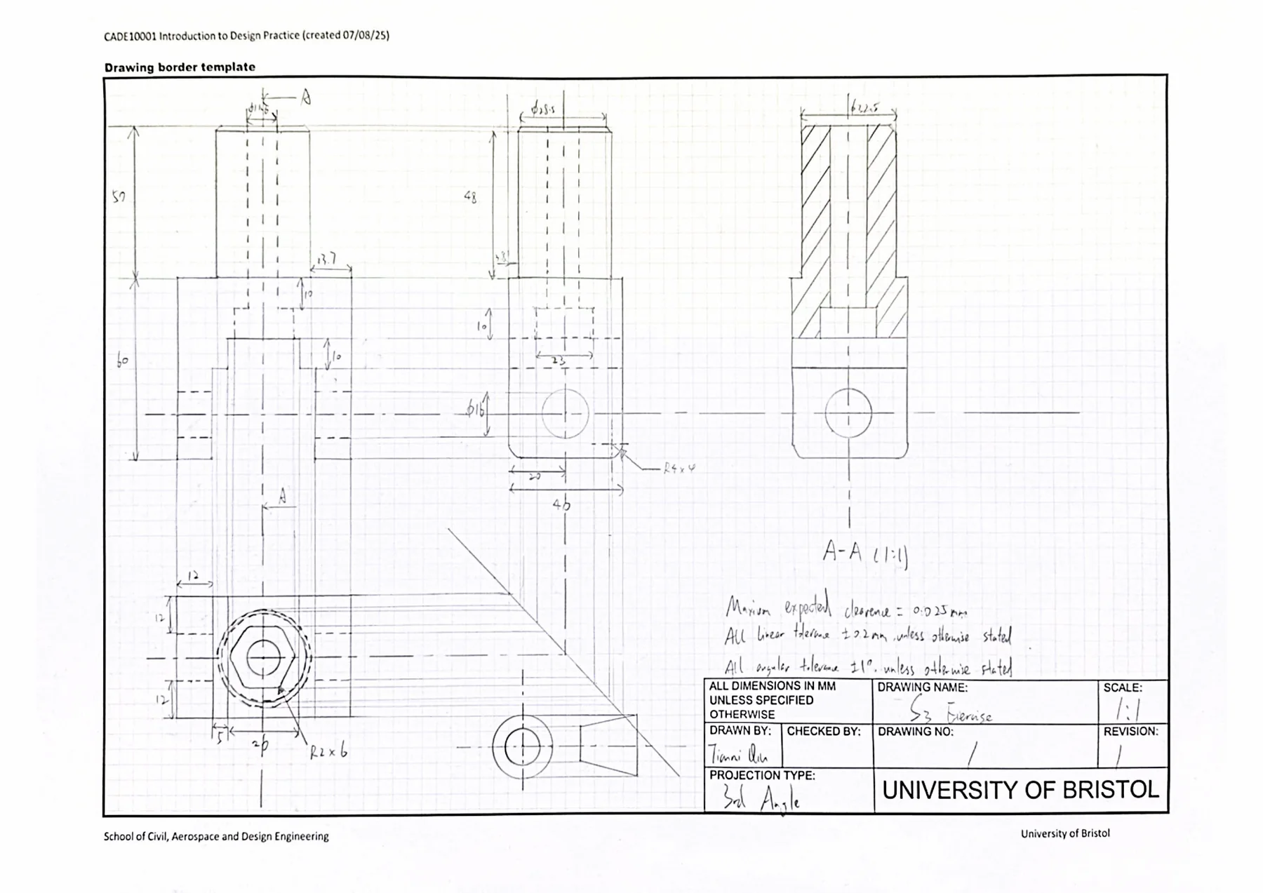 Selected design portfolio drawing sheet