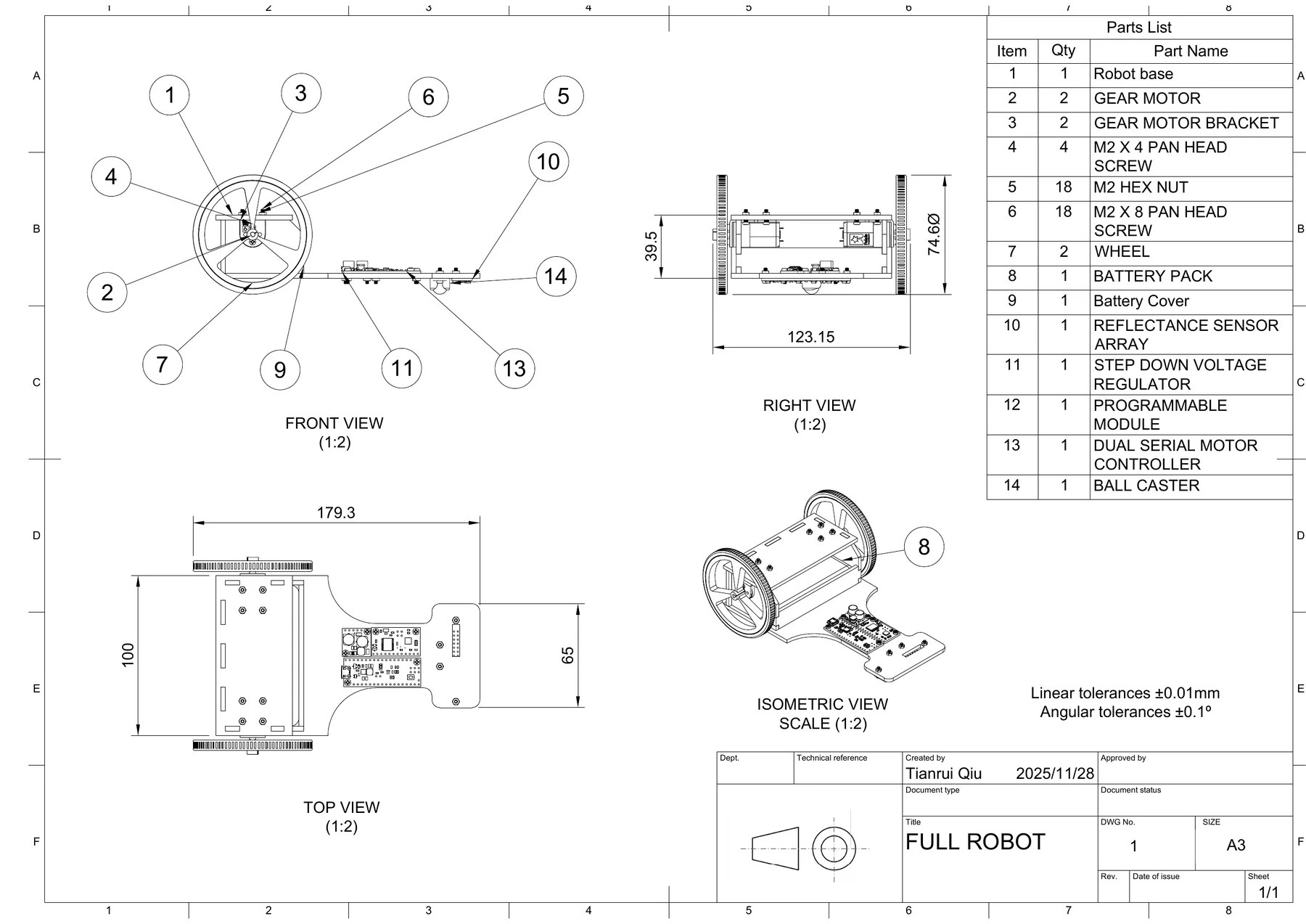 Software-generated full robot engineering drawing